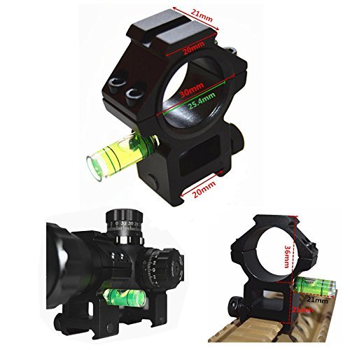 Haoyipu Hunting Scope Sights 30mm/1 Inch Scope Mount with Spirit Bubble Level for 20mm Picatinny Weaver