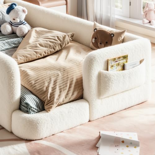 Bellemave Twin Bow Shaped Upholstered Montessori Floor Bed,Beige by Bellemave - Used condition - Image 6