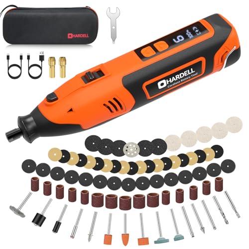 Image of HARDELL 12V Cordless Rotary Tool,35000RPM Digital Display Power Rotary Tool | High Power 8000-35000RPM,6 Speeds,80 Accessories,Larger Long-Lasting Fast-Charging Battery,for Sand /Grind /Carve /Polish /Cut