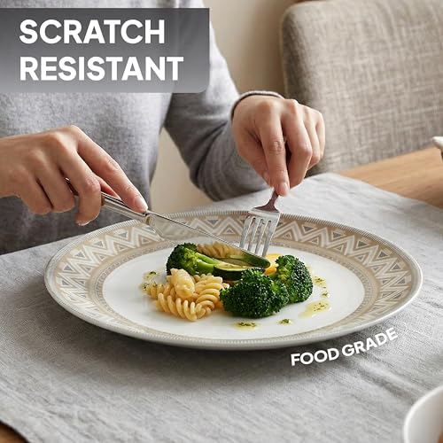 Image of Cello Opalware Divine Series Trinity 33 Pieces Dinner Set | Opal Glass Crockery for 6 | Bone Ash-Free, Lightweight, Elegant White Plate & Bowl Set |Opalglass Dinner Set for Daily Use & Gifting