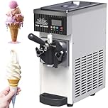 Gelatiera Professionale Soft Serve,Macchina Gelato Duro Commerciale,Gelato Soft 4-5 Kg/Ora,Pannello Lcd, Pulizia Automatica Preraffreddamento,Per Yogurt Caffè Snack Bar Ristorante,Silver