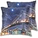 PIXIUXIU - Juego de 2 fundas de almohada cuadradas con diseño de puente de Brooklyn, fundas de cojín decorativas modernas para decoración del hogar con cremallera invisible