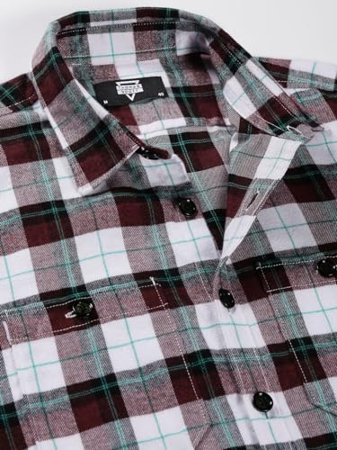 Image of Thomas Scott Men's | Checks | Full Sleeve | Regular Fit | 100% Cotton | Double Pocket | Spread Collar | Casual Shirt