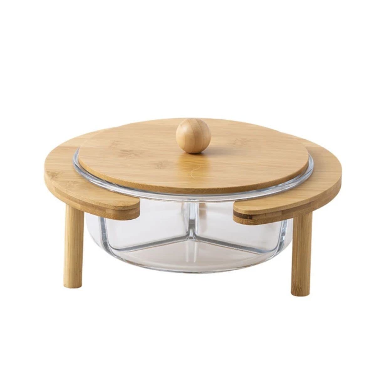 Buy GLASSBAR Glass serving Set with Wooden Lid & Stand Oven Microwave