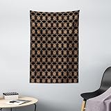 ABAKUHAUS Aboriginal Wandteppich, Vintage-Kultur, Wohnzimmer Schlafzimmer Wandtuch Seidiges Satin Wandteppich, 100 x 150 cm, Umber Koksgraue
