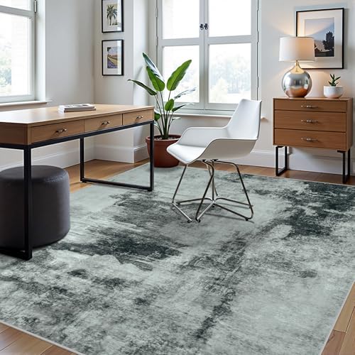 8x10 Area Rugs for Living Room Rug Washable: Abstract Large Rug for Dining Room Bedroom Carpet Non Slip 8 by 10 Indoor Modern Nursery Home Office Black White
