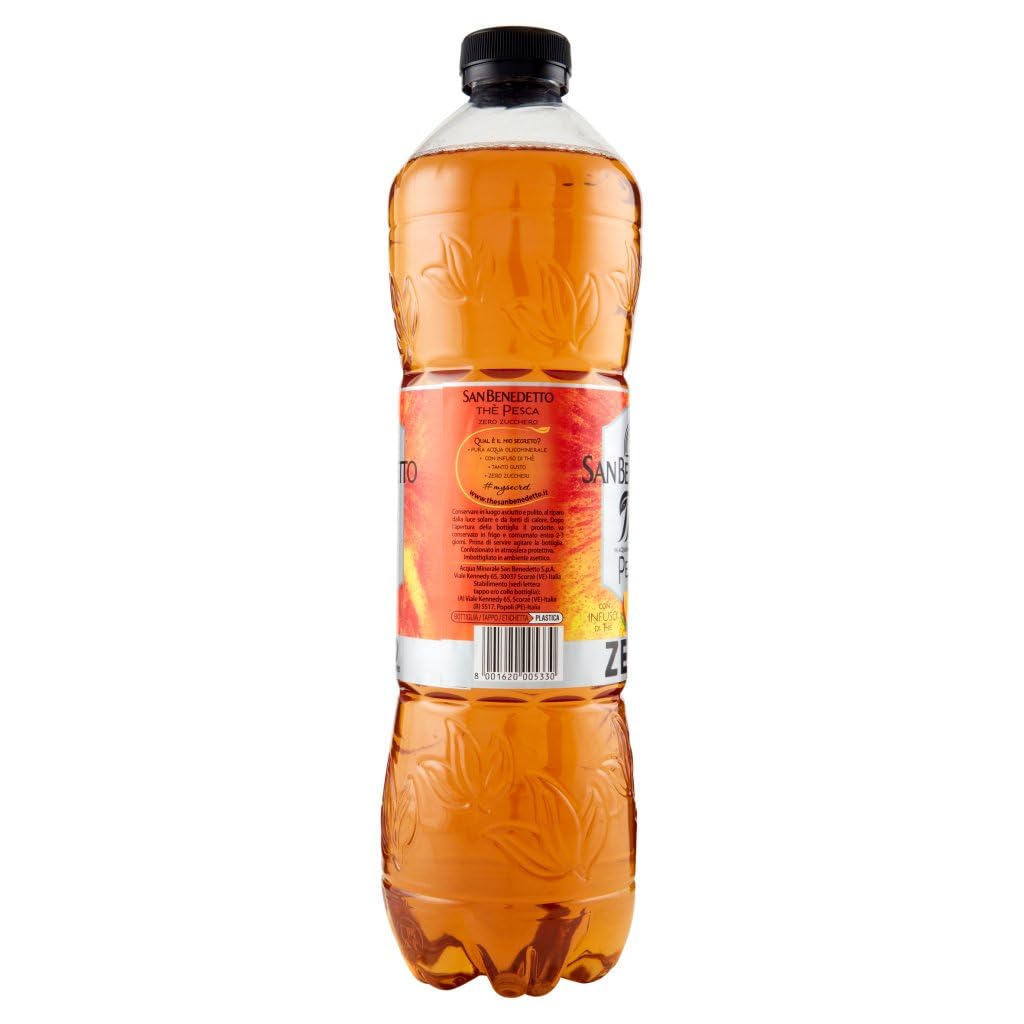 6X San Benedetto The Zero Senza Zuccheri al gusto di Pesca con Infuso di Thè 1,5L [CAIYA® BOX da 6 Bottiglie] - Drink Summer 2023