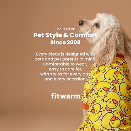 Image of Fitwarm Funny Duck Dog Pajamas, Dog Winter Clothes for Small Dogs Girl, Lightweight Velvet Pet Jumpsuit, Cat Onesie, Yellow, Small