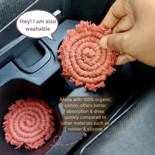 Cotton-Car-Coasters-2pc-Car-Cup-Coasters-Cute-car-Accessories-for-Women-TIK-tok-Must-Haves-2024-car-Coasters-for-Cup-Holders-Cafe-Latte
