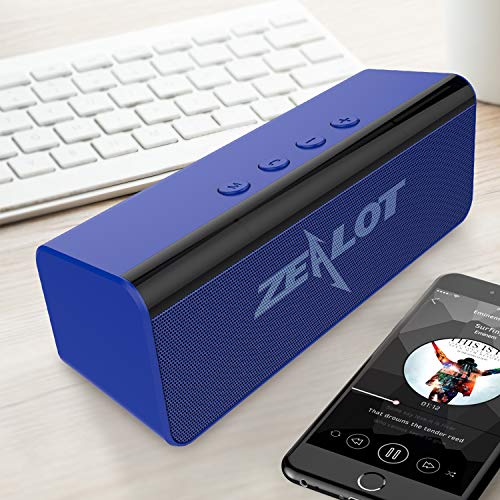 Altoparlante Bluetooth Portatili,Zealot S31 Cassa Bluetooth 5.0 Speaker Wireless Stereo Suono Potente con Microfono Incorporato,10 ore di Riproduzione AUX/TF card/USB per Esterno Casa Viaggio-Blu