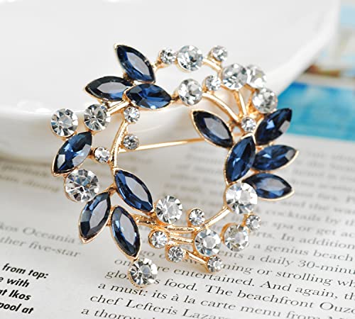 Image of Gyn&Joy Clear Crystal Rhinestone Floral Wreath Pin Brooch BZ005