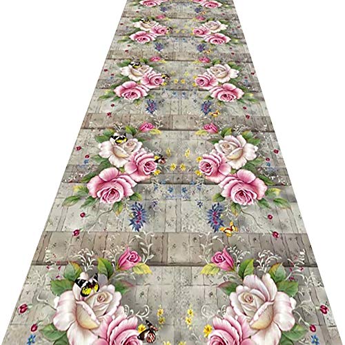 WUFENG-Tapis de passage Moderne Pile Basse Motif Floral Impression Thermique Peut Être Coupé Antidérapant Résistant À l'usure Couloir Tapis, Plusieurs Tailles Personnalisable Cover