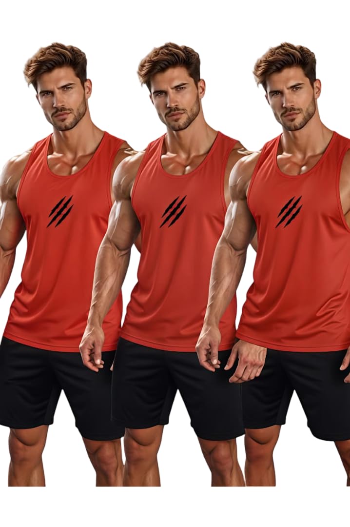 Men's Scoup Neck Gym Vest | Men Vest Gym | Men Vest Combo | Polyster Printed Vest Pack of 3 | Stylish & Comfortable-image-42