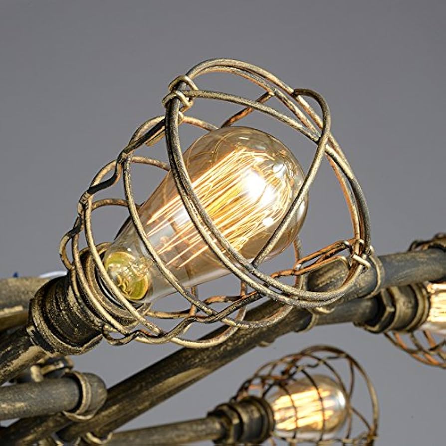 petites choses usa ブタ 豚 ランプ アンティーク 6 Lights Industrial Cage Pipe Pendant Light-LITFAD Retro