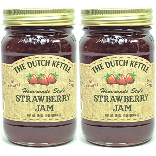 The Dutch Kettle Amish Homemade Style Seeded Strawberry Jam 2 - 19 oz Reusable Jars All Natural Non-GMO No Preservatives image 4