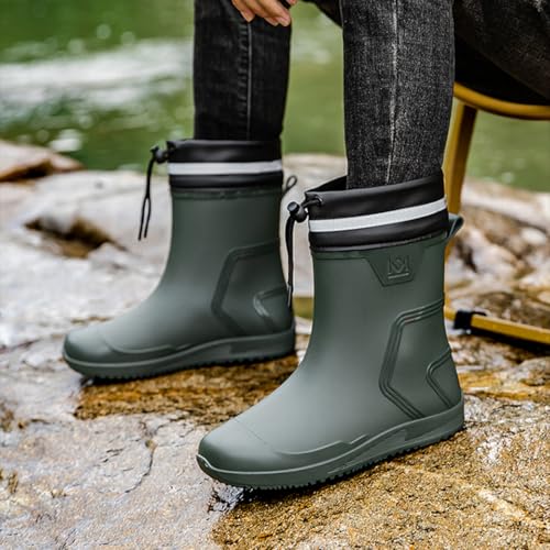 Men Mid-Calf Boots Waterproof Rain Boots Outdoor Garden Shoes4