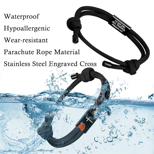 PEALICIOUS Basketball Bracelets for Boys, Basketball Easter Basket Stuffers as Basket Ball Party Favors, Cool Stuff Cross Bracelet for Inspirational Mens Accesorios Matching Basket Ball Shirts