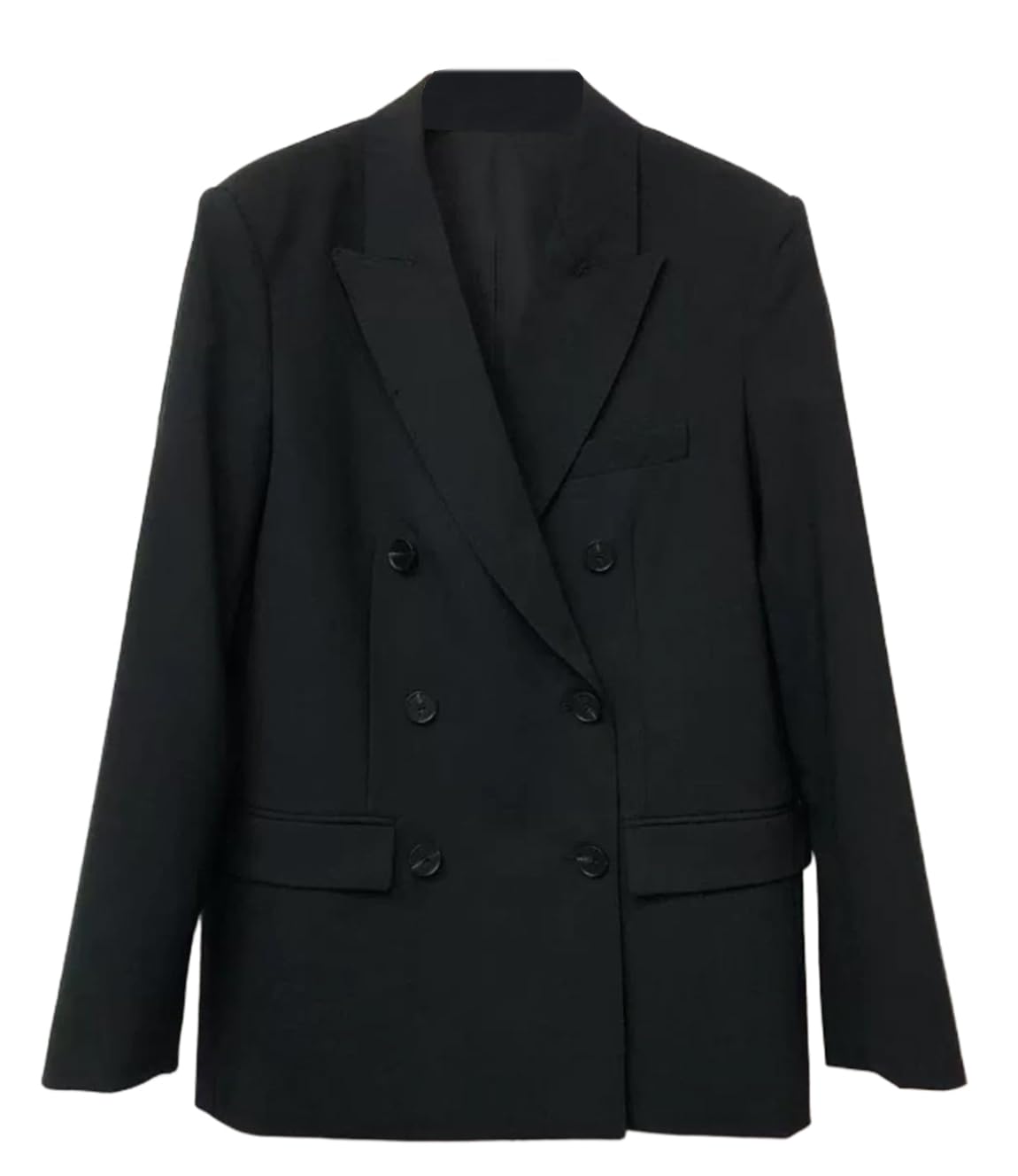 Kromoc Womens Blazer Business Meeting Interviews Double Breasted Buttons Peak Lapel Suit Jacket