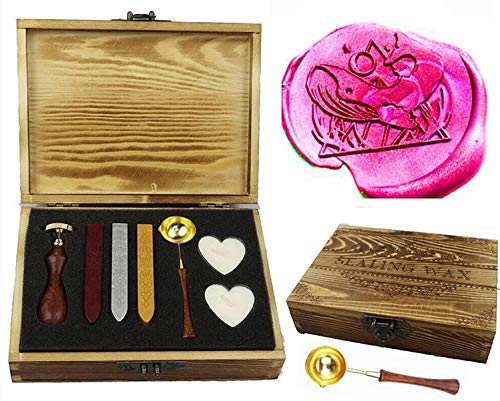 Ensemble de cuillères en bois avec cachet de cire pour cadeaux et cartes