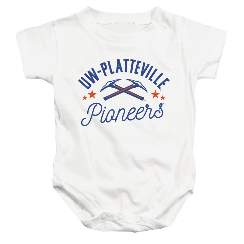 University of Wisconsin-Platteville Official Pioneers Unisex Infant Snap Suit for Baby,White, 6 Months