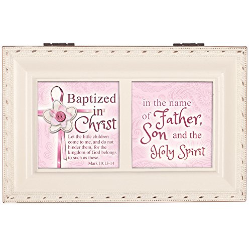 Cottage Garden Batized In The Name Ivory Petite Music Box/Jewelry Box Plays Jesus Loves Me #TOP2