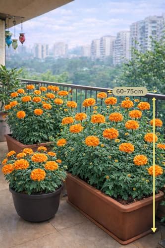Image of African Marigold KS2628 - Semi Tall (60-75 cm) | Professional Nursery & Commercial Grade Flower Seeds | Bulk Packs for Farmers & Growers (Orange, 10 Gm)