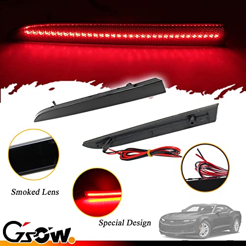 Image of LED Rear Bumper Reflector Lights for Chevrolet Camaro 2016-2024, Traverse 2013-2020, Red Rear Brake Tail Lamps Smoked Lens, 2 PCS