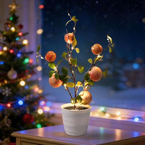 Image of Artificial Apple Tree Lamp Night Light,Apple Lamp for Home Shop Cafe Wedding Decor, Gifts for Women Mom Grandma Girlfriend on Birthday Christmas Valentines Mothers Day
