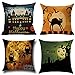 LEIOH 4Pack Happy Halloween Bat Pumpkin Pillow Covers Cotton Linen Sofa Home Decor Throw Pillow Case Cushion Covers 18 X 18 Inch