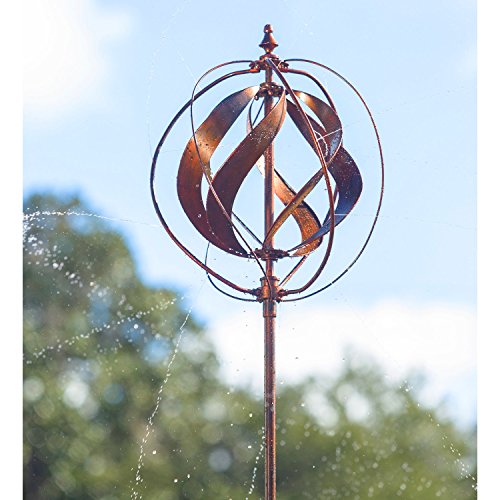 Evergreen 89-inch Copper Outdoor Safe Kinetic Hydro Spinner Lawn Watering Garden Stake