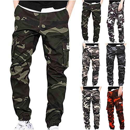 Muscularfit Men Cargo Pants Loose Fit Multi Pockets Camouflage Sweatpants Casual Stretch Tactical Hiking Pant Outdoor Fashion