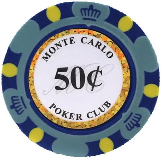 50 Cent Monte Carlo Lower Denominations - 100 Poker Chips (Gray)