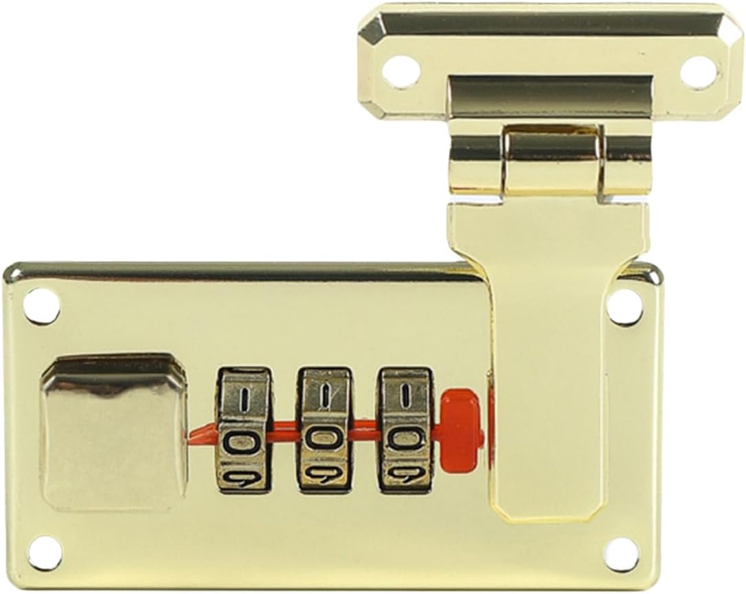 Large Golden Toolbox Luggage Password Lock Left Opening 3 Digit Password Padlock Luggage Adjustable Detachable Padlock