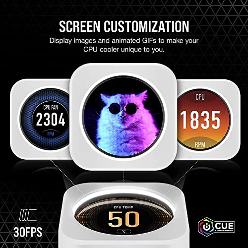 Image of Corsair iCUE Elite CPU Cooler LCD Display Upgrade Kit (Custom IPS LCD Screen, 24-Bit Colour Depth, 16.7 Million Colours, 24 RGB LED Ring, CORSAIR iCUE Software Compatible) White