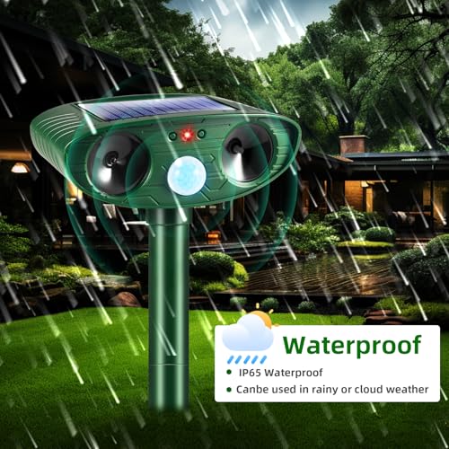 2 Pack Solar Animal Repellent Ultrasonic Outdoor,Motion Activated Cat Repellent Keep Cats Out of Yard Permanently, Waterproof Dog Skunk Raccoon Rabbit Deer Deterrent
