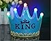 Produktbild OFT Prinzessin / Prinz Königskrone Krone Diadem Tiara Geburtstag Kopfschmuck mit Led Lampe für Kinder (blau King)