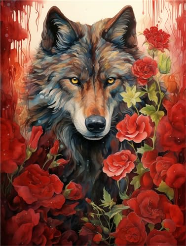 Kit de broderie de perles Loup et Fleur COKYIS 40x50cm