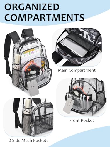 Image of Clear Backpack for School, Heavy Duty Transparent Bookbag