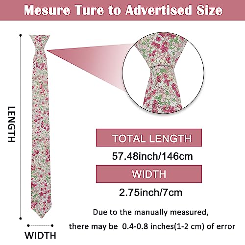 Image of Mantieqingway Men Skinny Tie Cotton Floral Necktie for Wedding Groomsmen Tie