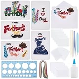 WEBEEDY 20 Sets Vatertag Quilling Greeting Card Kit Papier Quilling Kit für Erwachsene Anfänger 5 Styles Vater Happy Birthday Hold Hands 3D Quilling Card Making Kit mit Anleitung