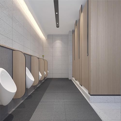 WLWLEO Commercial Pool Drainage Flooring Mats 3x10 Ft Poolside Non Slip Mat Heavy Duty PVC Splash Matting for Bathroom Entrance Front Door Waterpark Aquatic Seafood Supermarket,Gray/Grey,0.9×5M