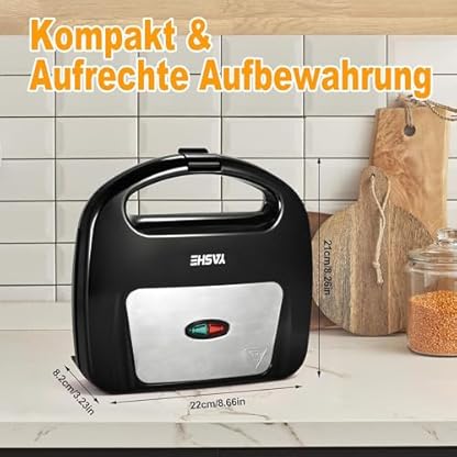 YASHE Waffeleisen Belgische Waffel/Brüsseler Waffeln, Doppel Waffeleisen, 750W, Antihaftbeschichtet mit Automatische Temperatur & Kontrollleuchten – Bild 7