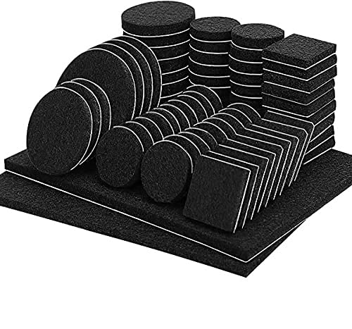 drea Furniture Pads 98 Pieces Pack Self Adhesive Felt Pad Black Felt Furniture Pads 3mm Thick Anti Scratch Floor Protectors for Chair Legs Feet