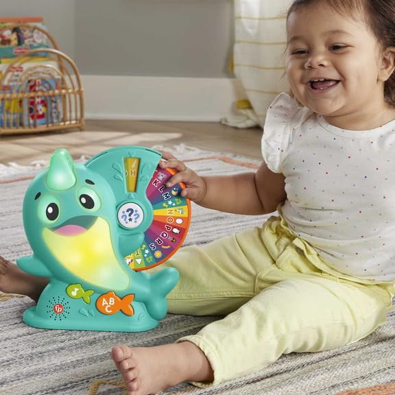 FISHER-PRICE Interactive Narwhal Toy, Light Up Face, Horn, Music, Sound, Educational Game for Toddlers from 18 Months - Image 2