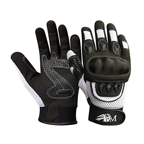 ADM Gants Moto Homologués Homme Certifiés CE Logo Motard Été Hiver Mi Saison Gants Moto Scooter Homme Respirants & Antidérapants, Noir/Blanc, Taille XL