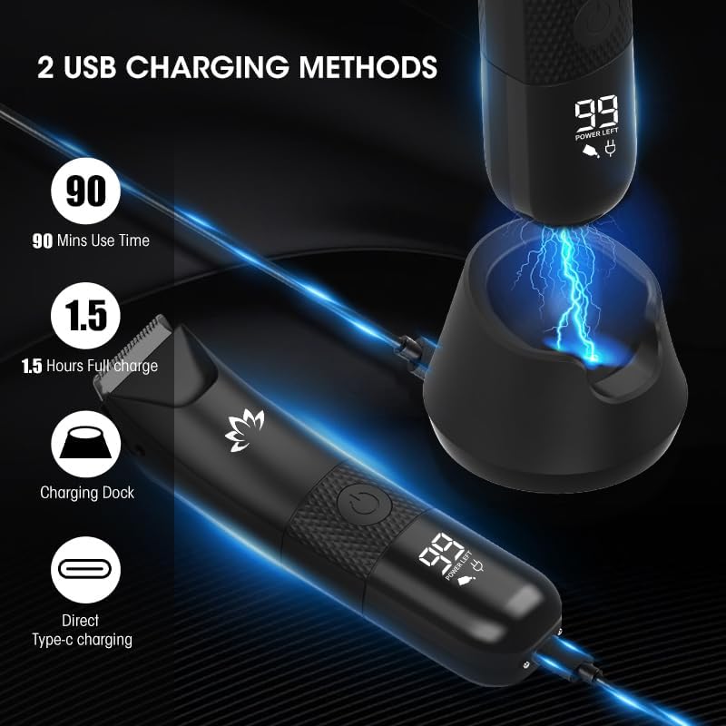 Miniatura 7 de Manscape - Recortadora eléctrica de pelo corporal con luz, IPX7, impermeable, para pelotas, púbic, ingle, piernas, pecho, depilación ligera con