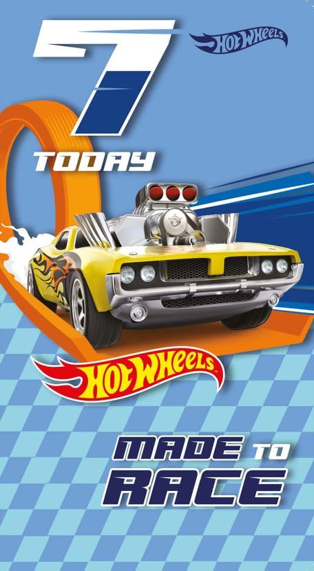 HOT WHEELS AGE 7 BIRTHDAY CARD, 7TH BIRTHDAY, CARD FOR 7TH