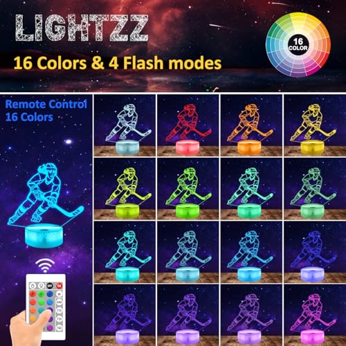 Lámpara de noche 3D Hockey para niñas con LED multicolor miniatura 2