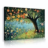 カラフルなガーデンシーンキャンバスウォールアート鮮やかな森の花風景フレーム絵画ポスターリビングルームベッドルームオフィスホームデコレーション40x56cmインナーフレーム