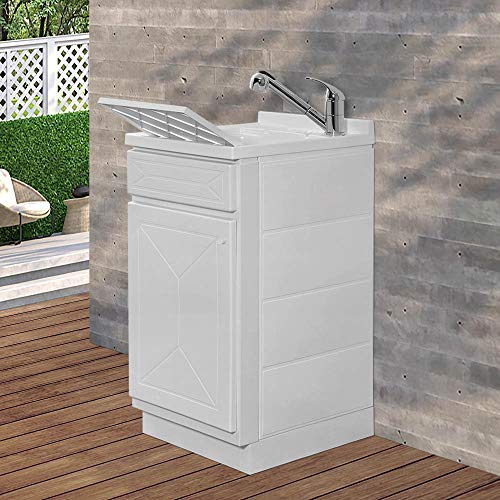 Mobile lavatoio in Resina, ideale per esterni e interni, 45x50-50x50-45x60-60x50-60x60, COMPLETO di asse lavaggio e kit sifone + piletta (45x50)